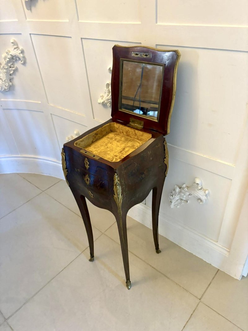 2802  Antique Victorian Quality French Lacquer Ormolu Mounted Jewellery Cabinet/Lamp Table - Image 2